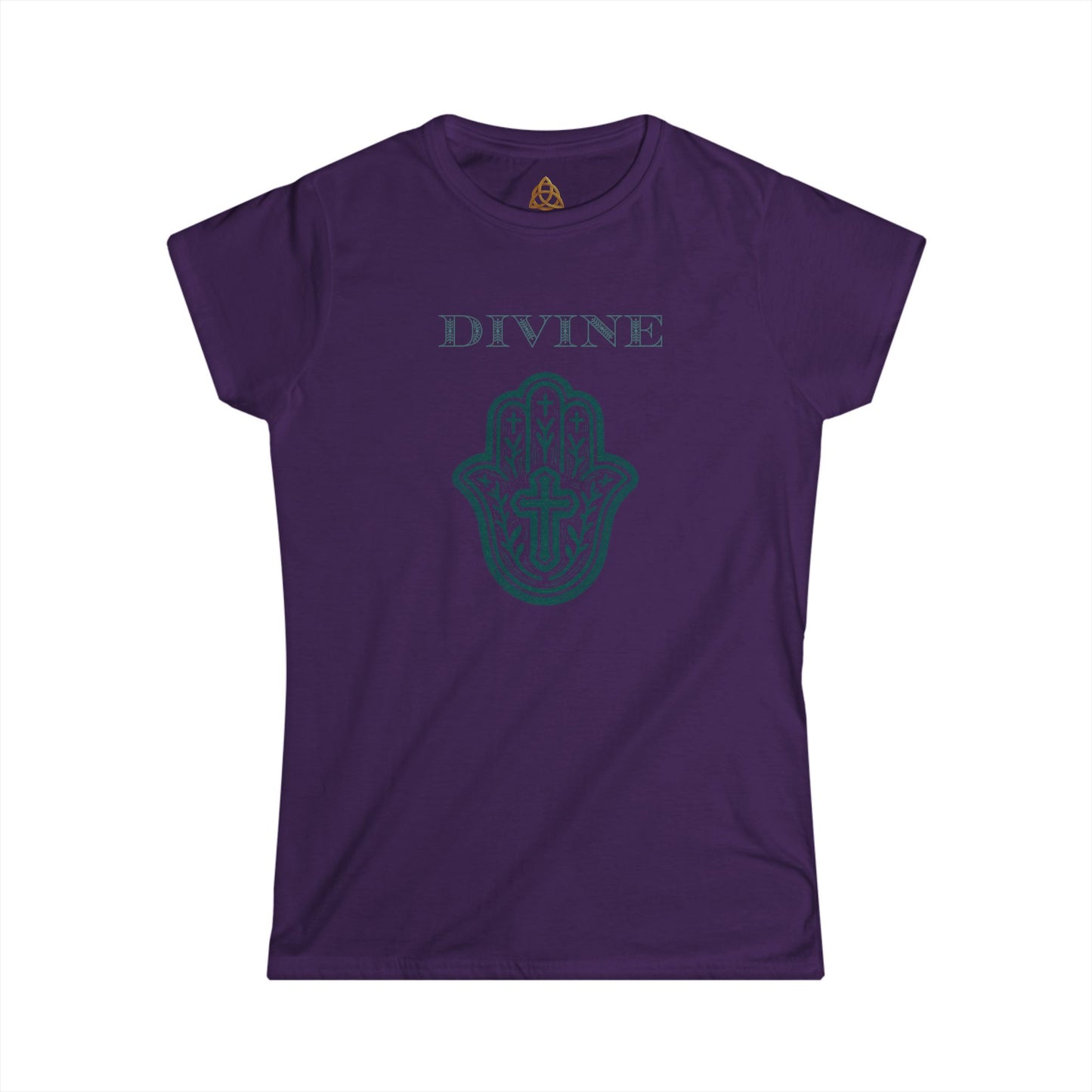 Divine Hamsa Hand Women's T-Shirt — Vibrant Neon Prayer Fist Graphic Tee