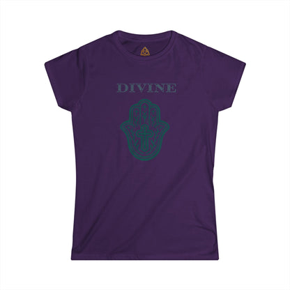 Divine Hamsa Hand Women's T-Shirt — Vibrant Neon Prayer Fist Graphic Tee