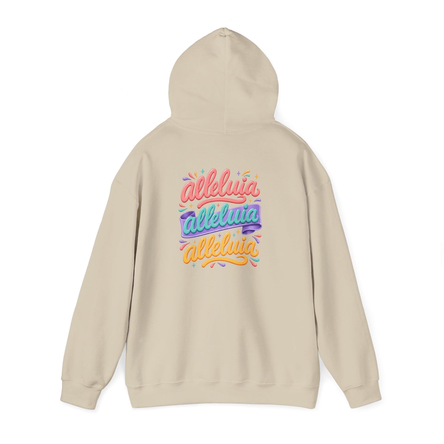 Trinity Drip Alleluia Hoodie — Colorful Back Print Religious Graphic Hoodie