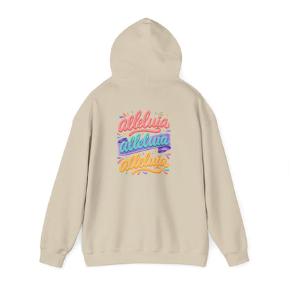 Trinity Drip Alleluia Hoodie — Colorful Back Print Religious Graphic Hoodie