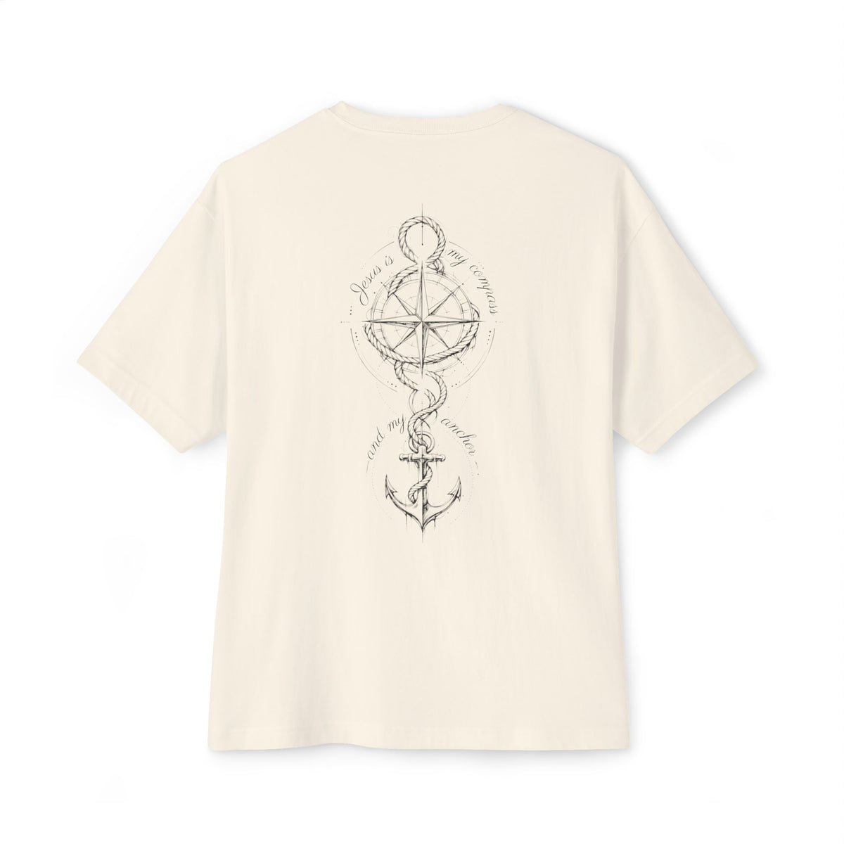 Jesus Is My Compass And My Anchor Oversized Boxy T-Shirt – Faith-Inspired Graphic Streetwear