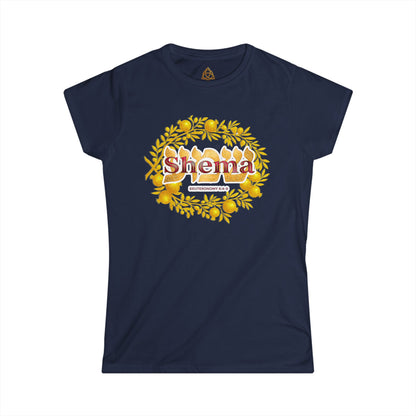 Shema Women's T-Shirt — Vibrant Neon Prayer Fist Graphic Tee