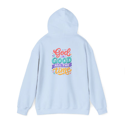 God is Good all the Time Hoodie — Colorful Back Print Religious Graphic Hoodie