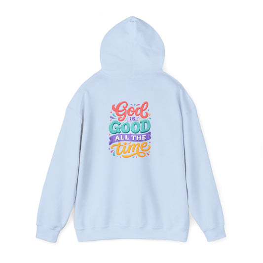 God is Good all the Time Hoodie — Colorful Back Print Religious Graphic Hoodie