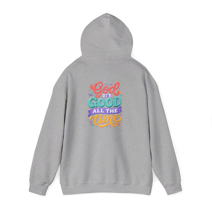 God is Good all the Time Hoodie — Colorful Back Print Religious Graphic Hoodie