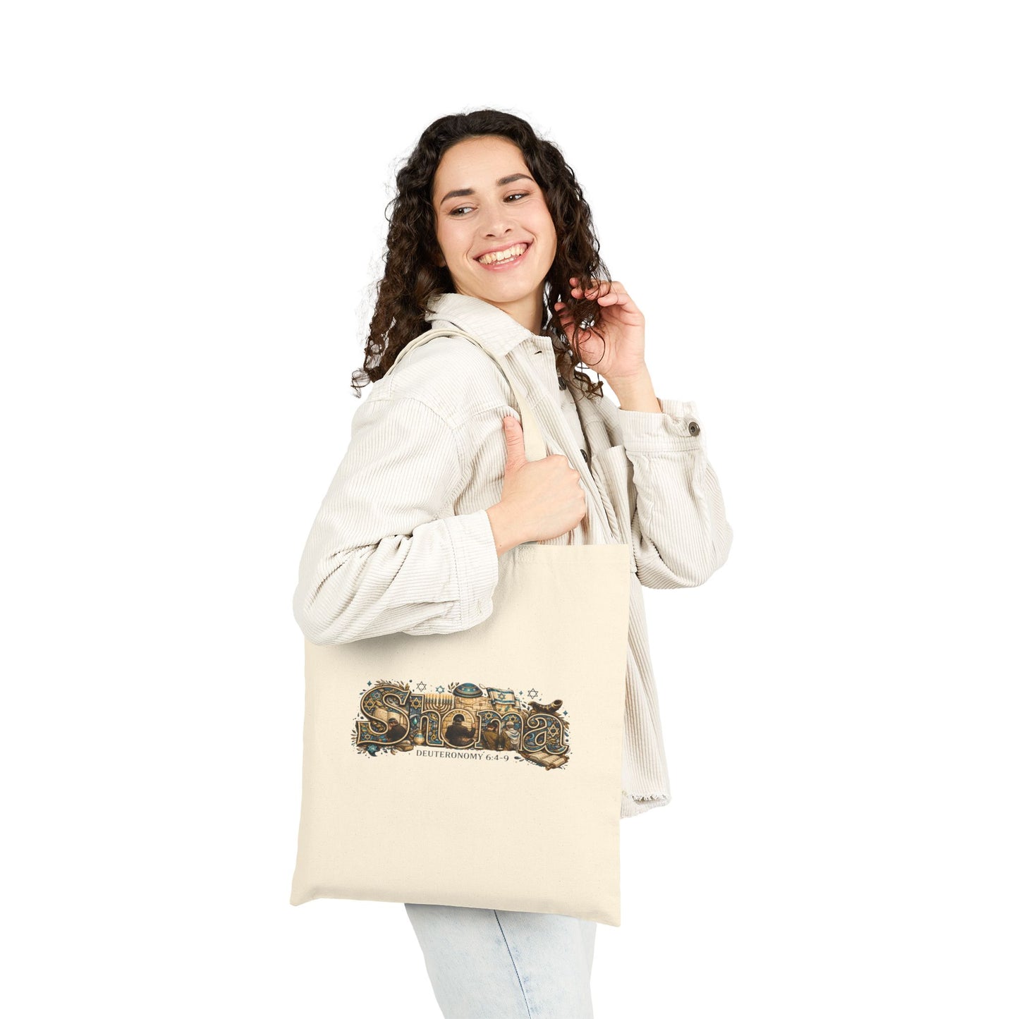 Shema (Deuteronomy 6:4-9) Canvas Tote Bag — 'Coexist' & 'Trinity Drip' Peaceful Faith Symbols Reusable Grocery Tote