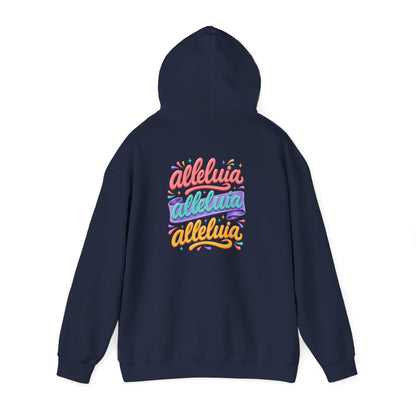Trinity Drip Alleluia Hoodie — Colorful Back Print Religious Graphic Hoodie