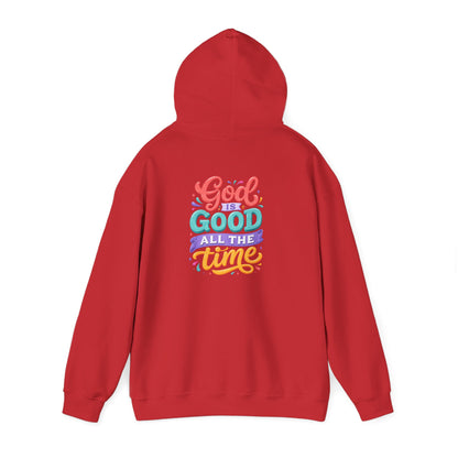 God is Good all the Time Hoodie — Colorful Back Print Religious Graphic Hoodie