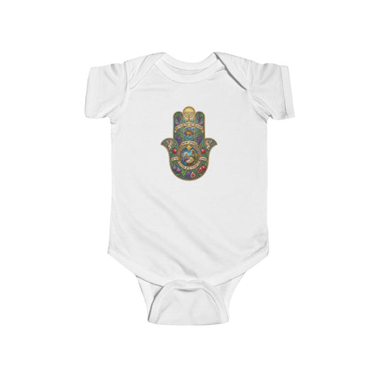 Biblical Hamsa Hand Baby Bodysuit — Infant Organic-Feel Onesie