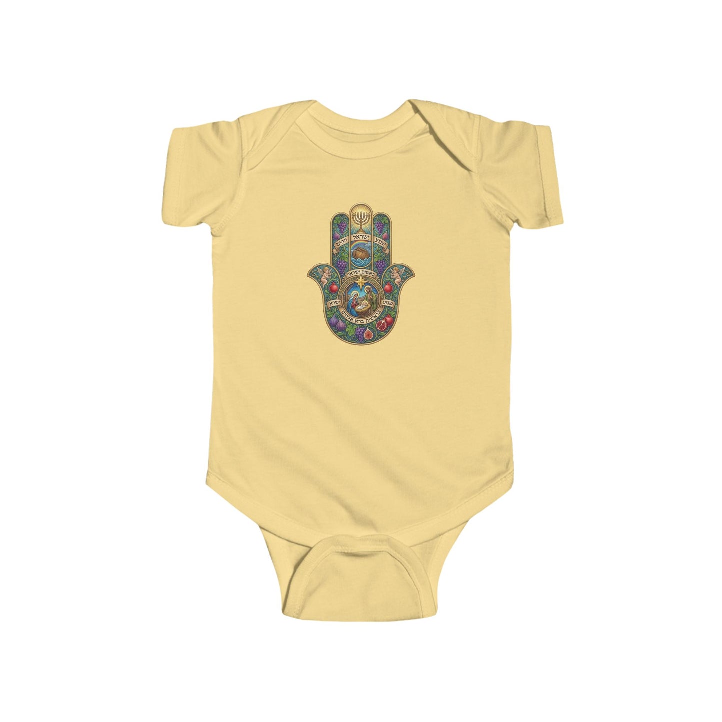 Biblical Hamsa Hand Baby Bodysuit — Infant Organic-Feel Onesie