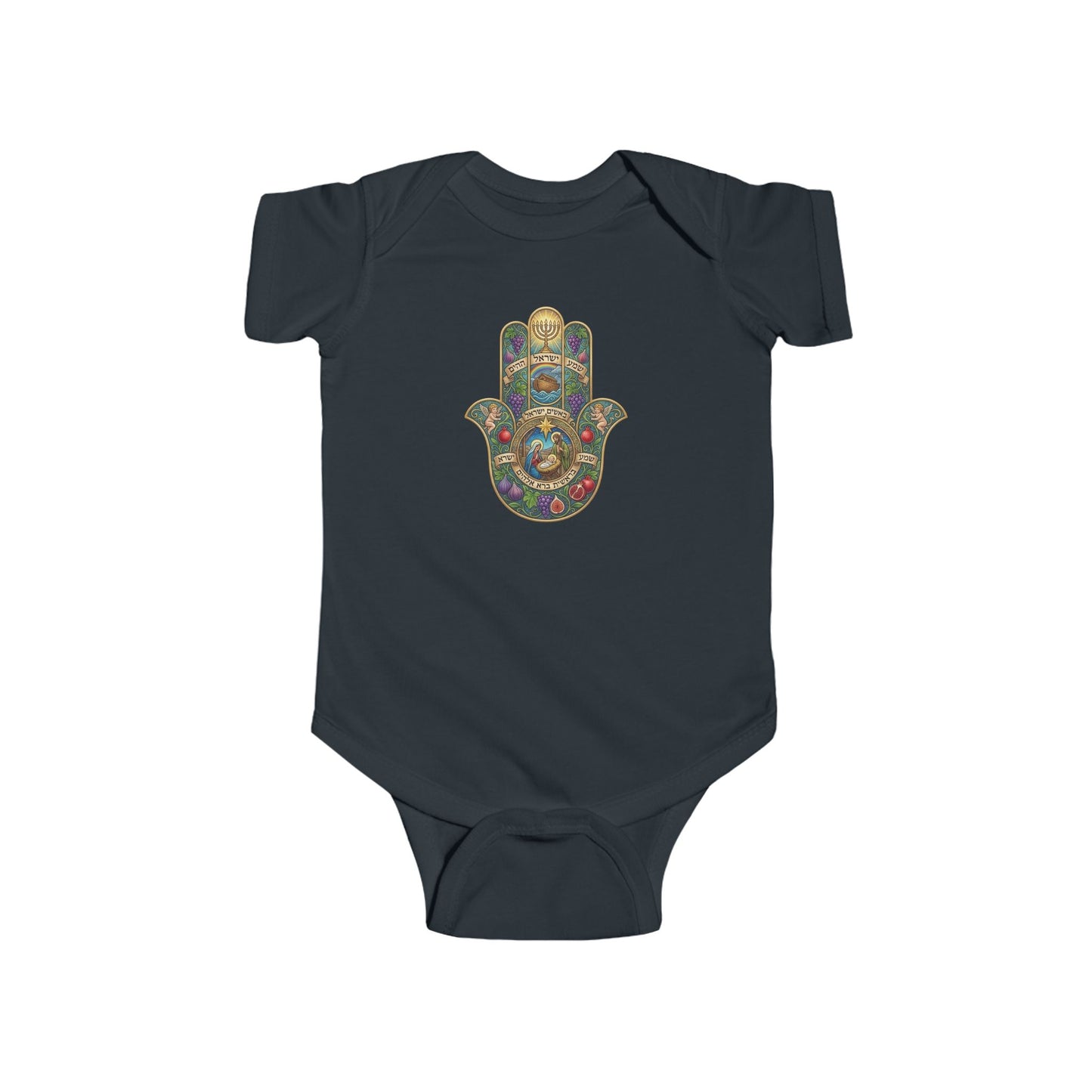 Biblical Hamsa Hand Baby Bodysuit — Infant Organic-Feel Onesie