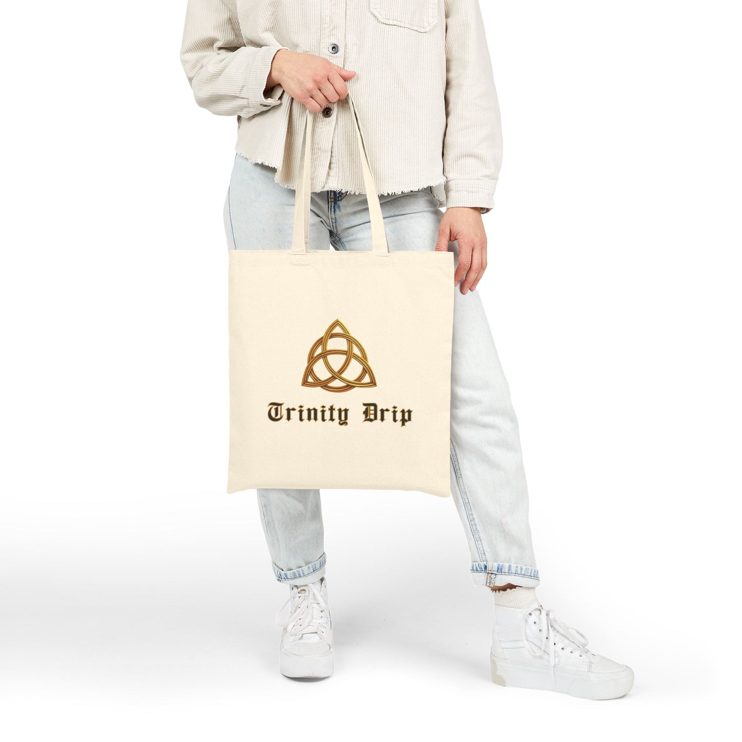 Shema (Deuteronomy 6:4-9) Canvas Tote Bag — 'Coexist' & 'Trinity Drip' Peaceful Faith Symbols Reusable Grocery Tote