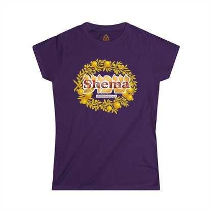 Shema Women's T-Shirt — Vibrant Neon Prayer Fist Graphic Tee