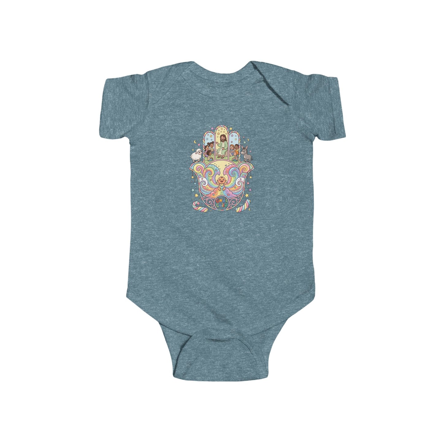 God's Child Candy Theme Hamsa Hand Baby Bodysuit — Infant Organic-Feel Onesie