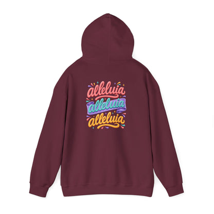 Trinity Drip Alleluia Hoodie — Colorful Back Print Religious Graphic Hoodie