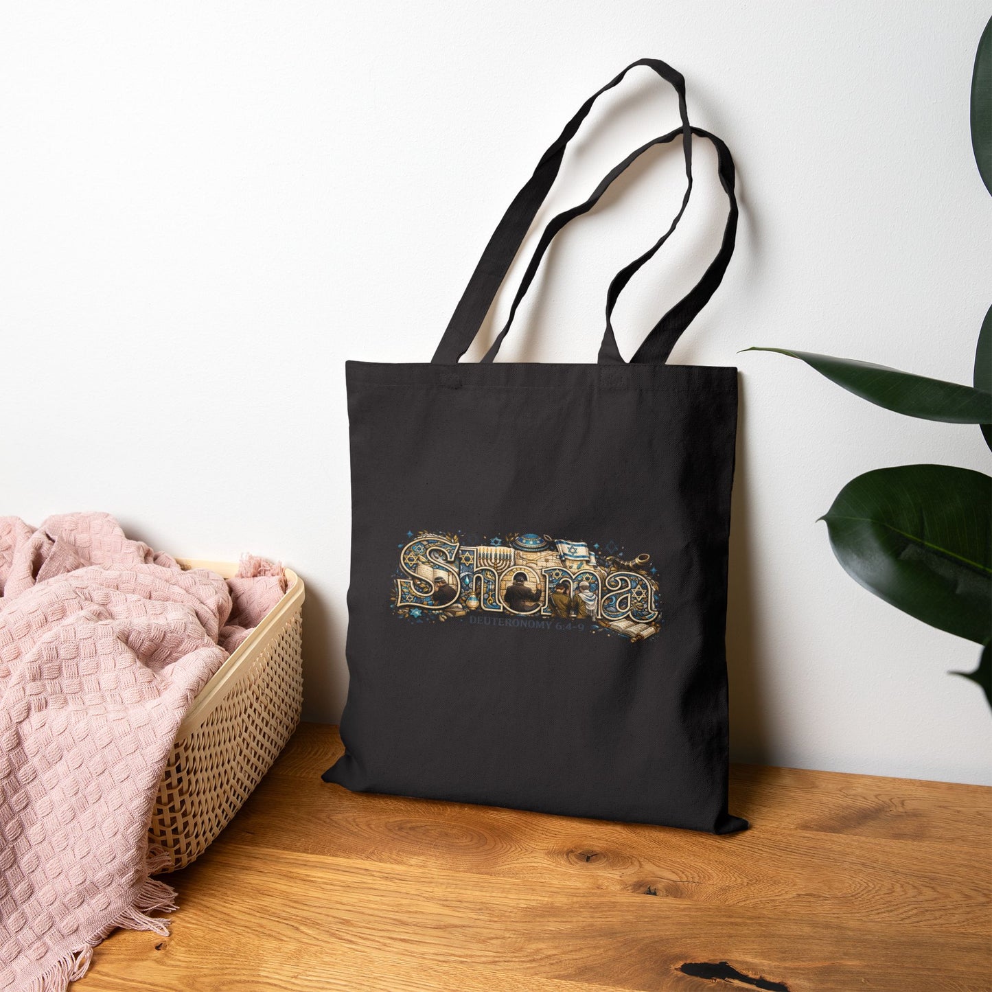 Shema (Deuteronomy 6:4-9) Canvas Tote Bag — 'Coexist' & 'Trinity Drip' Peaceful Faith Symbols Reusable Grocery Tote