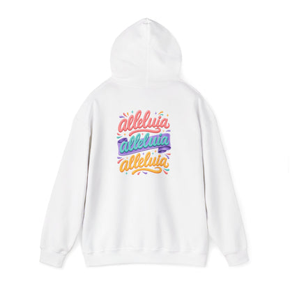 Trinity Drip Alleluia Hoodie — Colorful Back Print Religious Graphic Hoodie