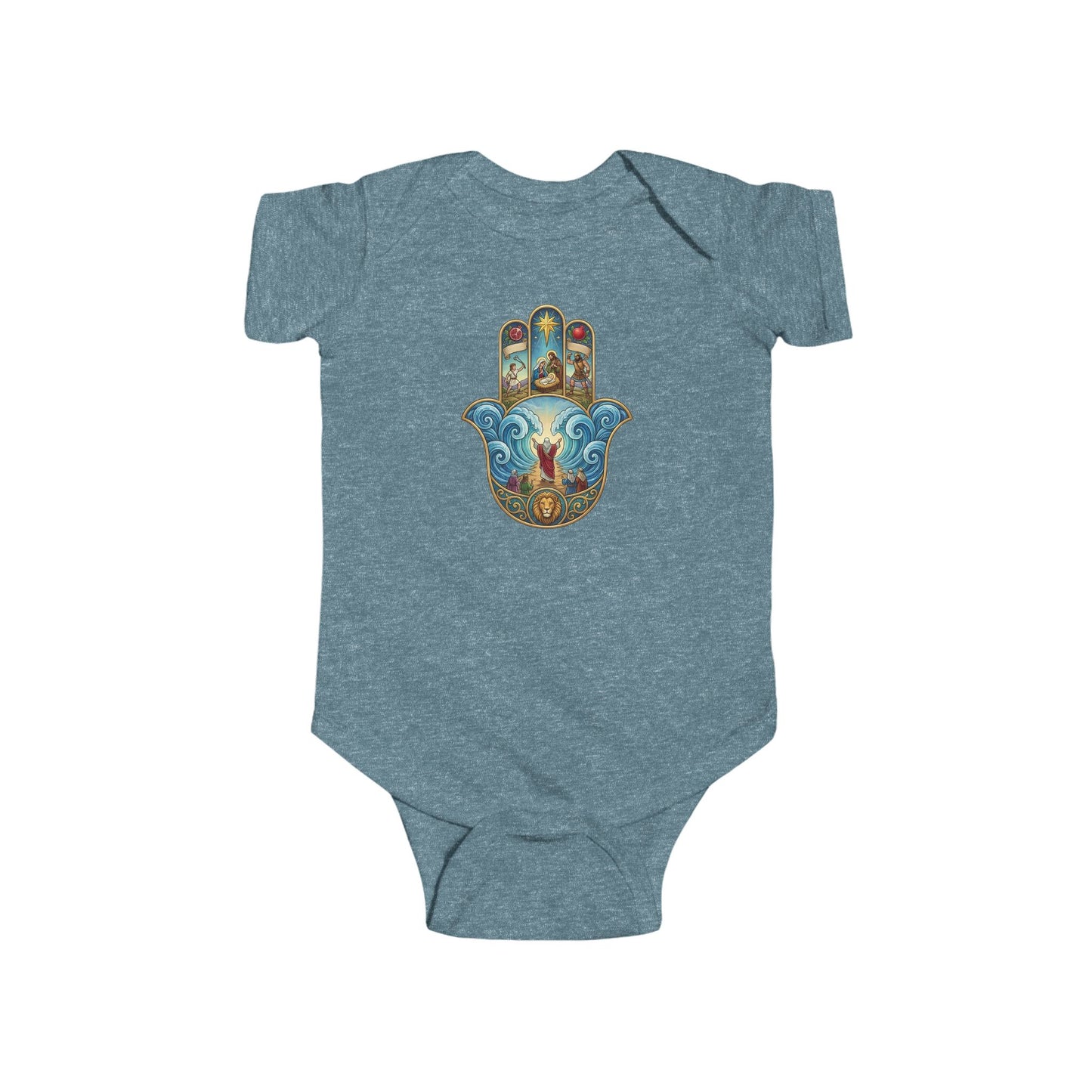 Mosaic Hamsa Hand Baby Bodysuit — Infant Organic-Feel Onesie