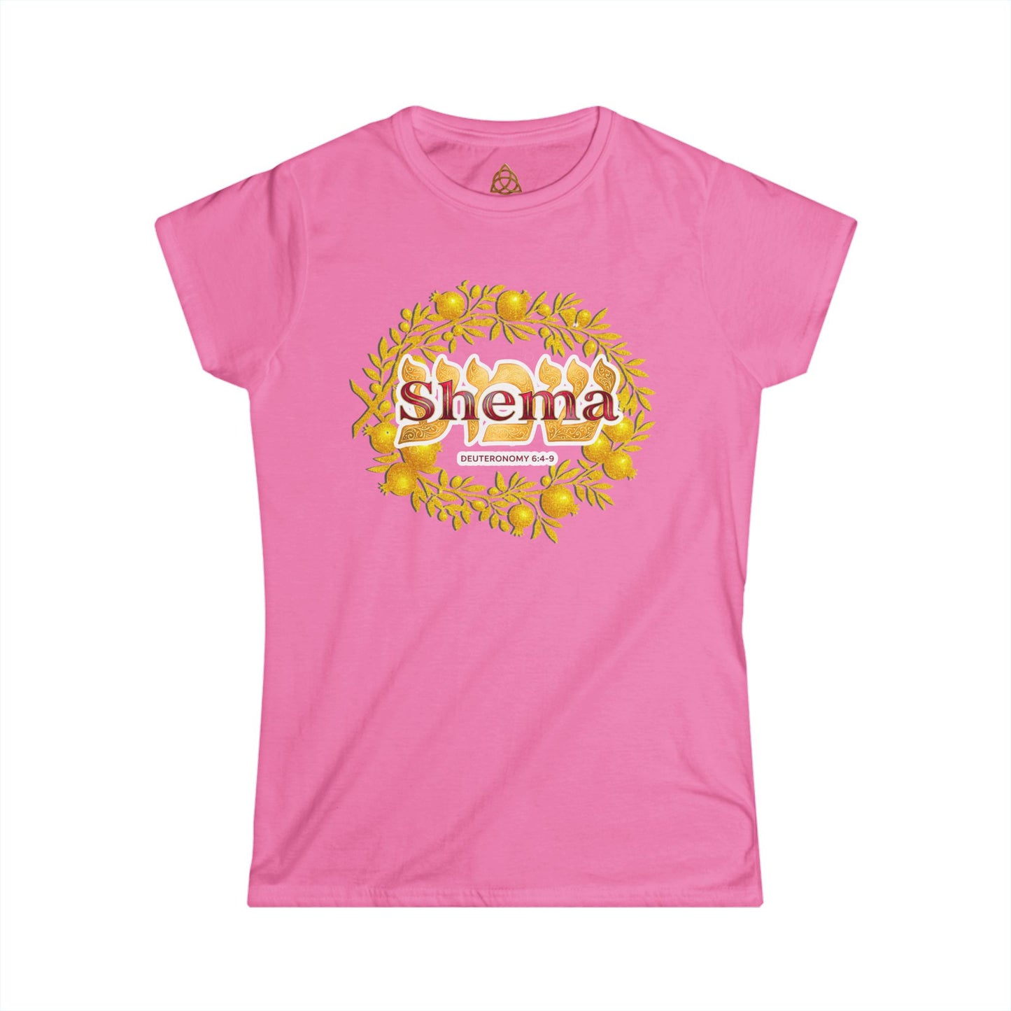 Shema Women's T-Shirt — Vibrant Neon Prayer Fist Graphic Tee