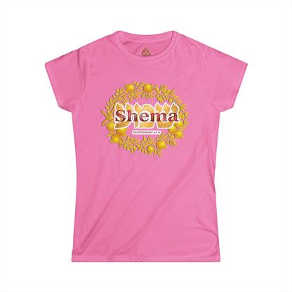 Shema Women's T-Shirt — Vibrant Neon Prayer Fist Graphic Tee