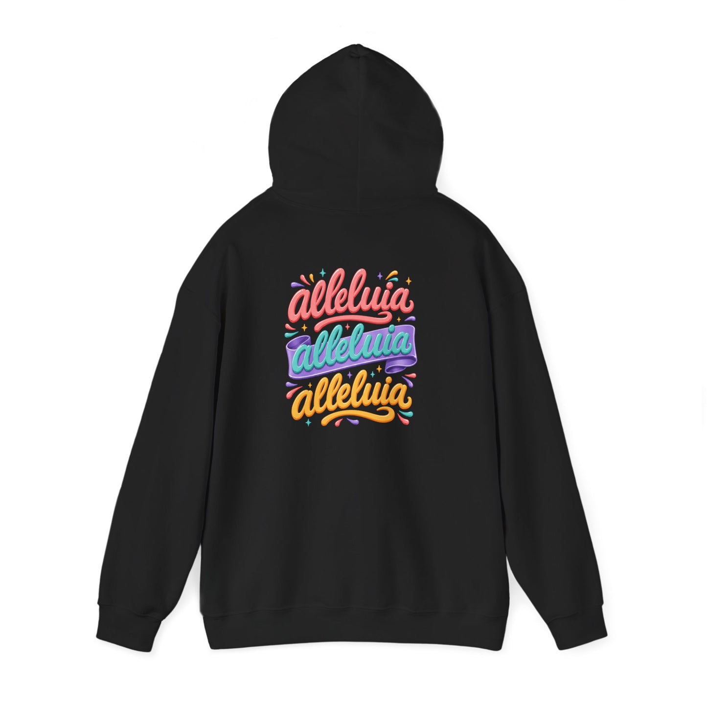 Trinity Drip Alleluia Hoodie — Colorful Back Print Religious Graphic Hoodie