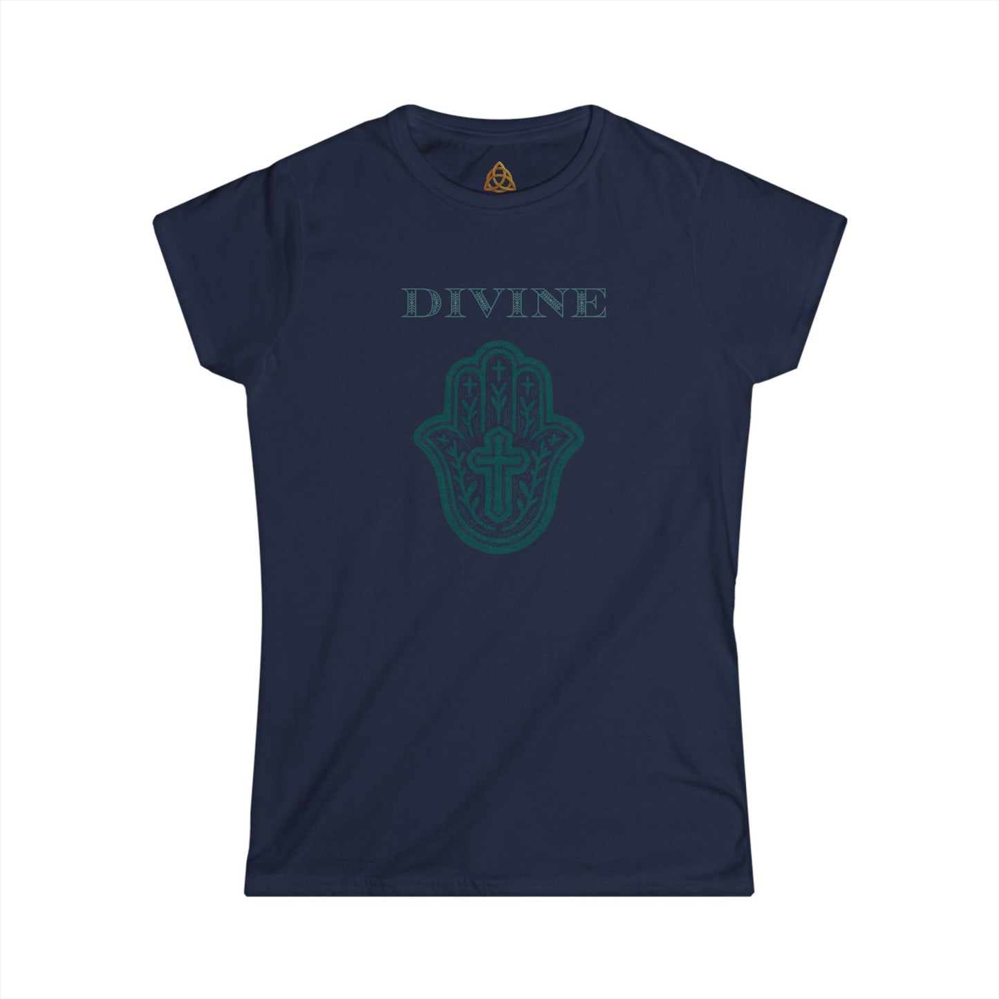 Divine Hamsa Hand Women's T-Shirt — Vibrant Neon Prayer Fist Graphic Tee
