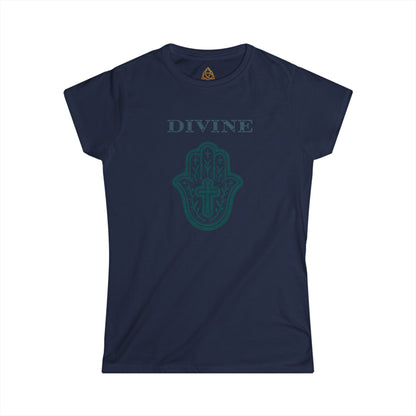 Divine Hamsa Hand Women's T-Shirt — Vibrant Neon Prayer Fist Graphic Tee