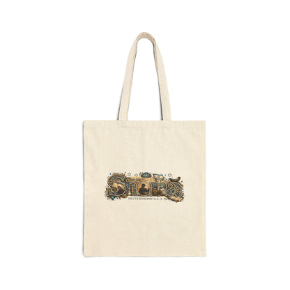 Shema (Deuteronomy 6:4-9) Canvas Tote Bag — 'Coexist' & 'Trinity Drip' Peaceful Faith Symbols Reusable Grocery Tote