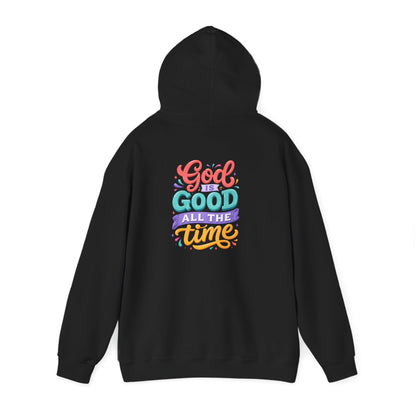 God is Good all the Time Hoodie — Colorful Back Print Religious Graphic Hoodie