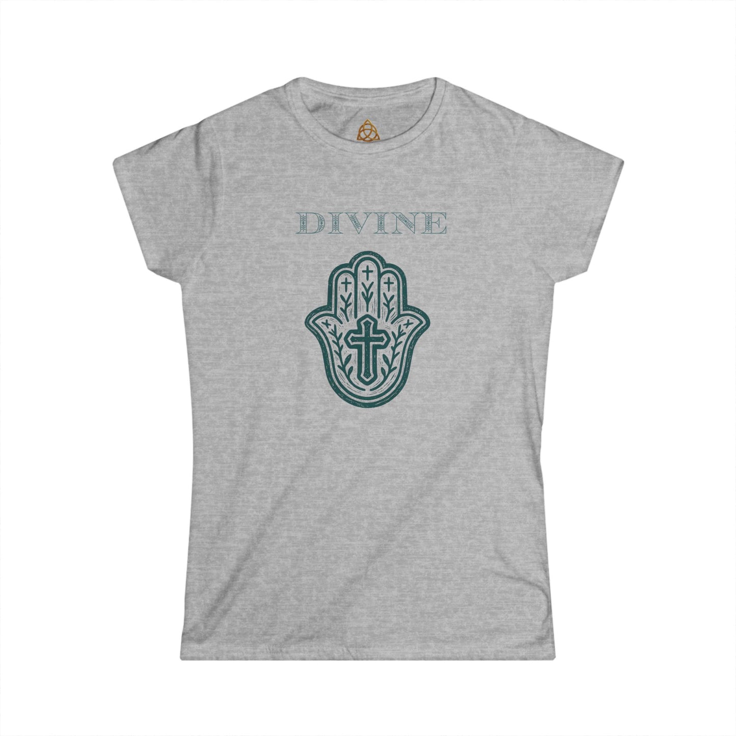 Divine Hamsa Hand Women's T-Shirt — Vibrant Neon Prayer Fist Graphic Tee
