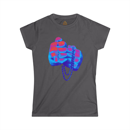 Holy Rosary Women's T-Shirt — Vibrant Neon Prayer Fist Graphic Tee