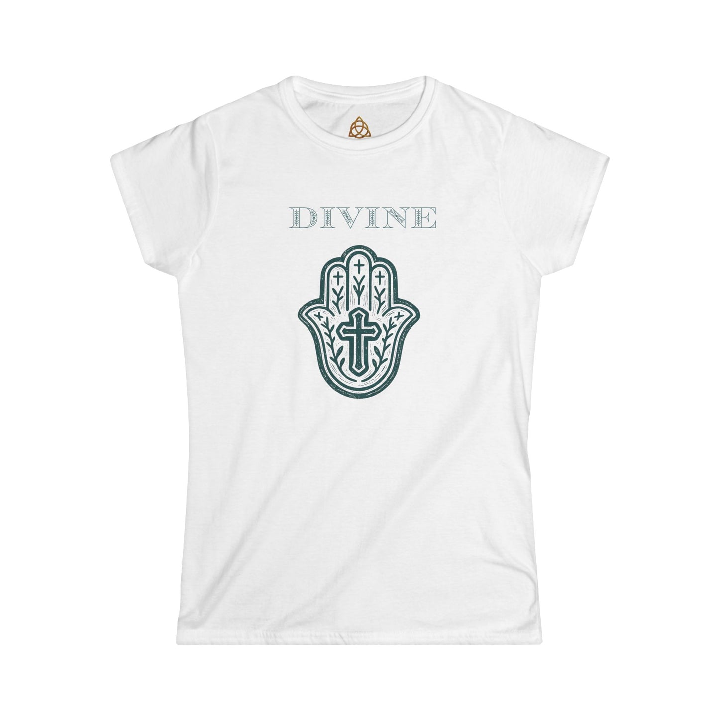 Divine Hamsa Hand Women's T-Shirt — Vibrant Neon Prayer Fist Graphic Tee