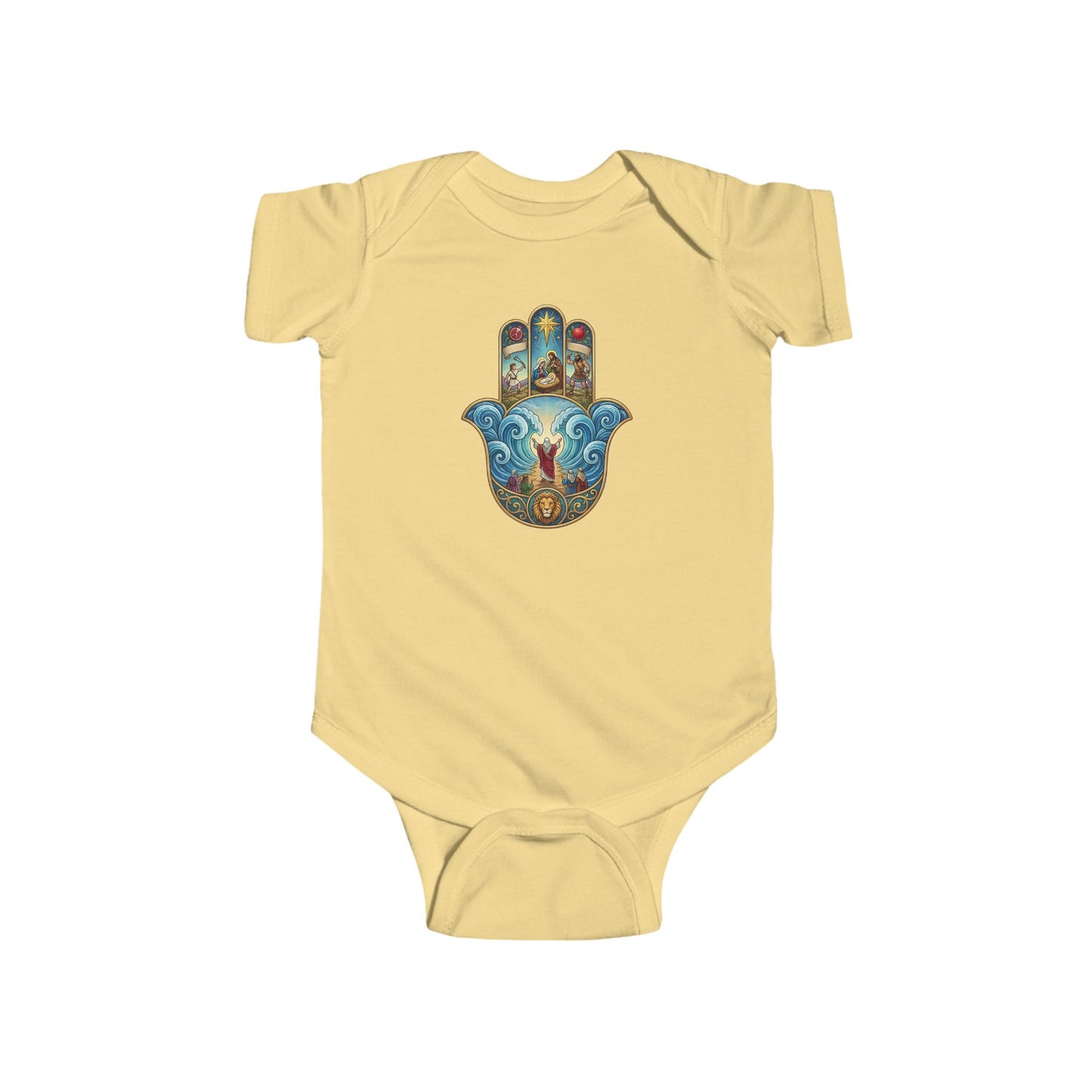 Mosaic Hamsa Hand Baby Bodysuit — Infant Organic-Feel Onesie