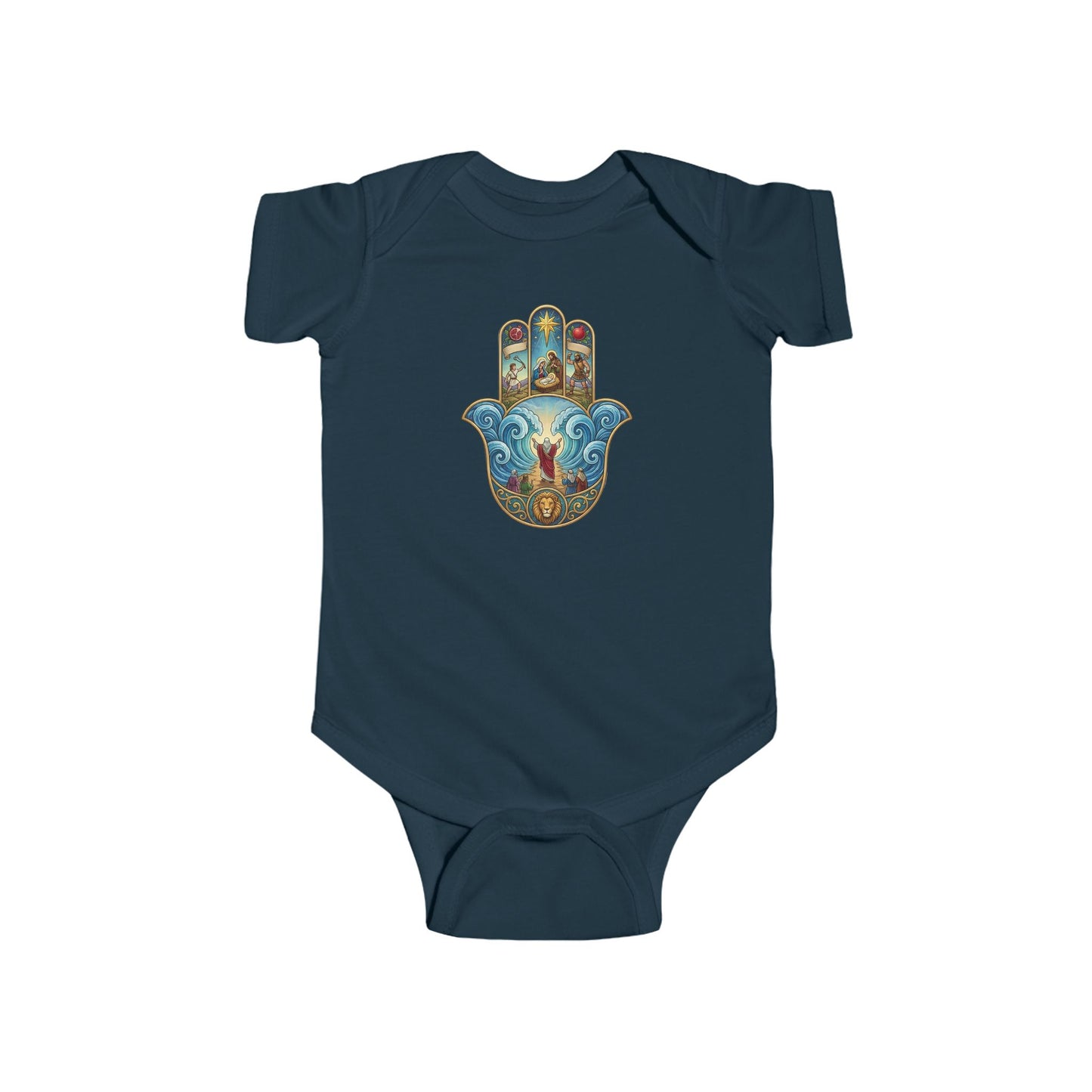 Mosaic Hamsa Hand Baby Bodysuit — Infant Organic-Feel Onesie