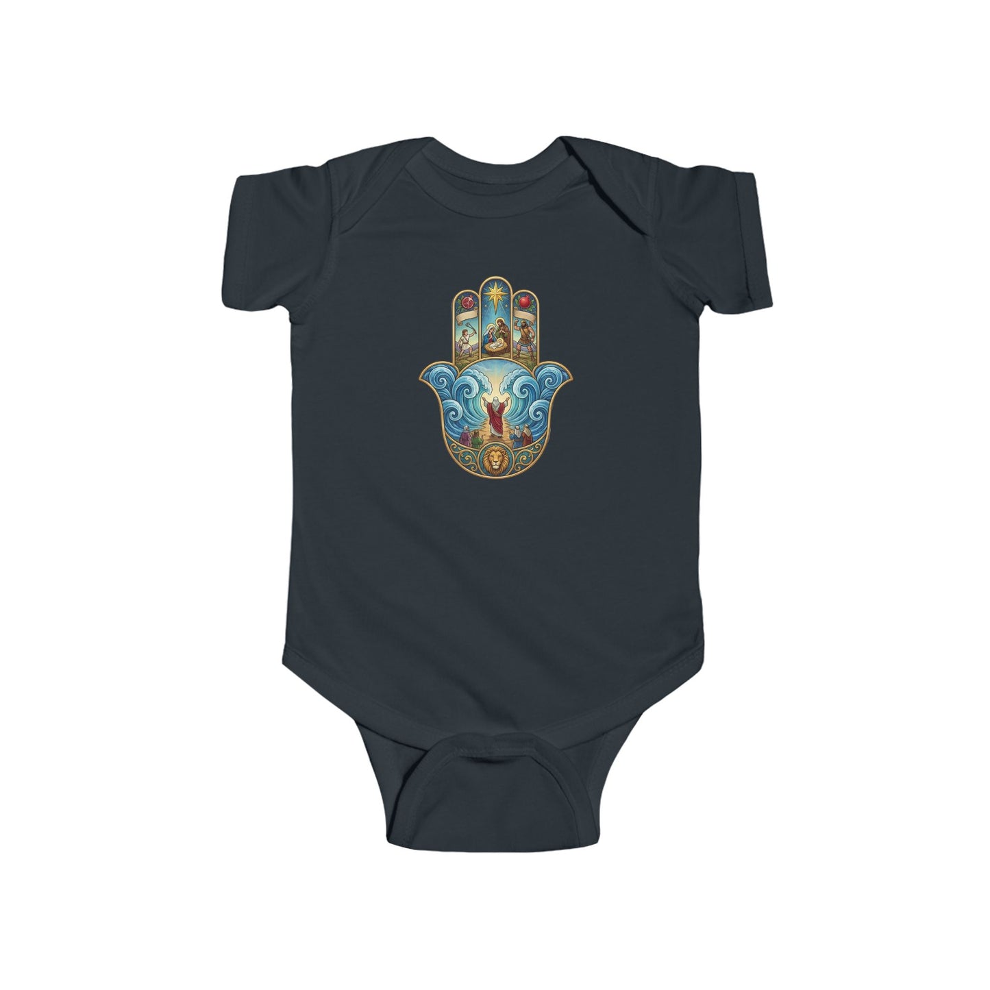 Mosaic Hamsa Hand Baby Bodysuit — Infant Organic-Feel Onesie