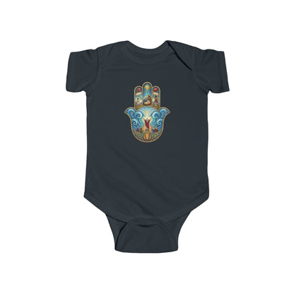 Mosaic Hamsa Hand Baby Bodysuit — Infant Organic-Feel Onesie