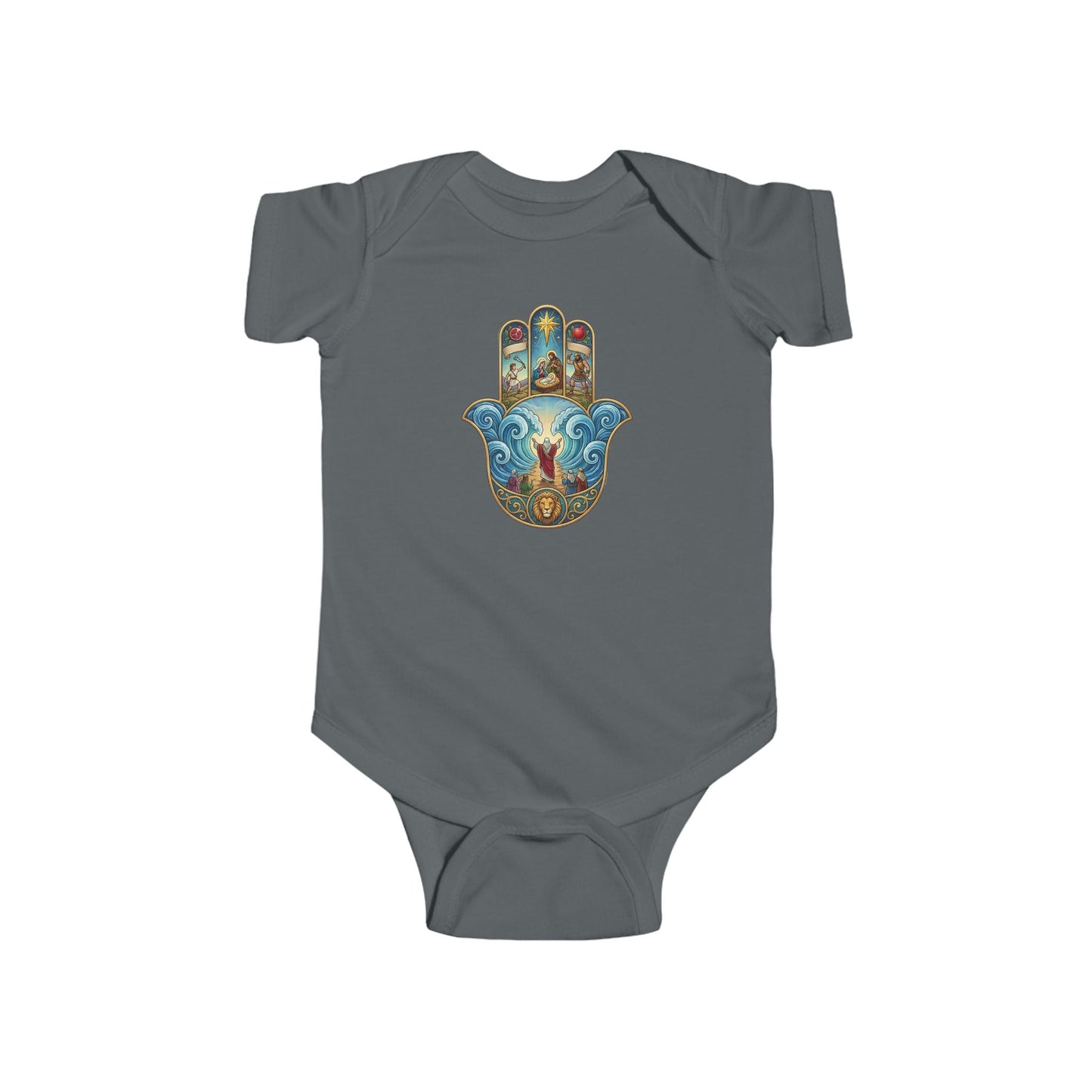 Mosaic Hamsa Hand Baby Bodysuit — Infant Organic-Feel Onesie