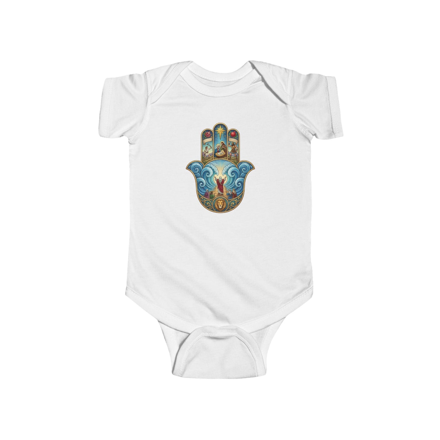 Mosaic Hamsa Hand Baby Bodysuit — Infant Organic-Feel Onesie