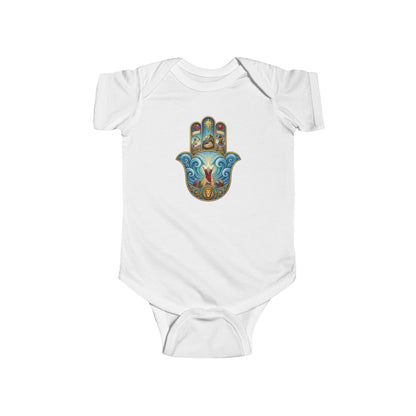 Mosaic Hamsa Hand Baby Bodysuit — Infant Organic-Feel Onesie