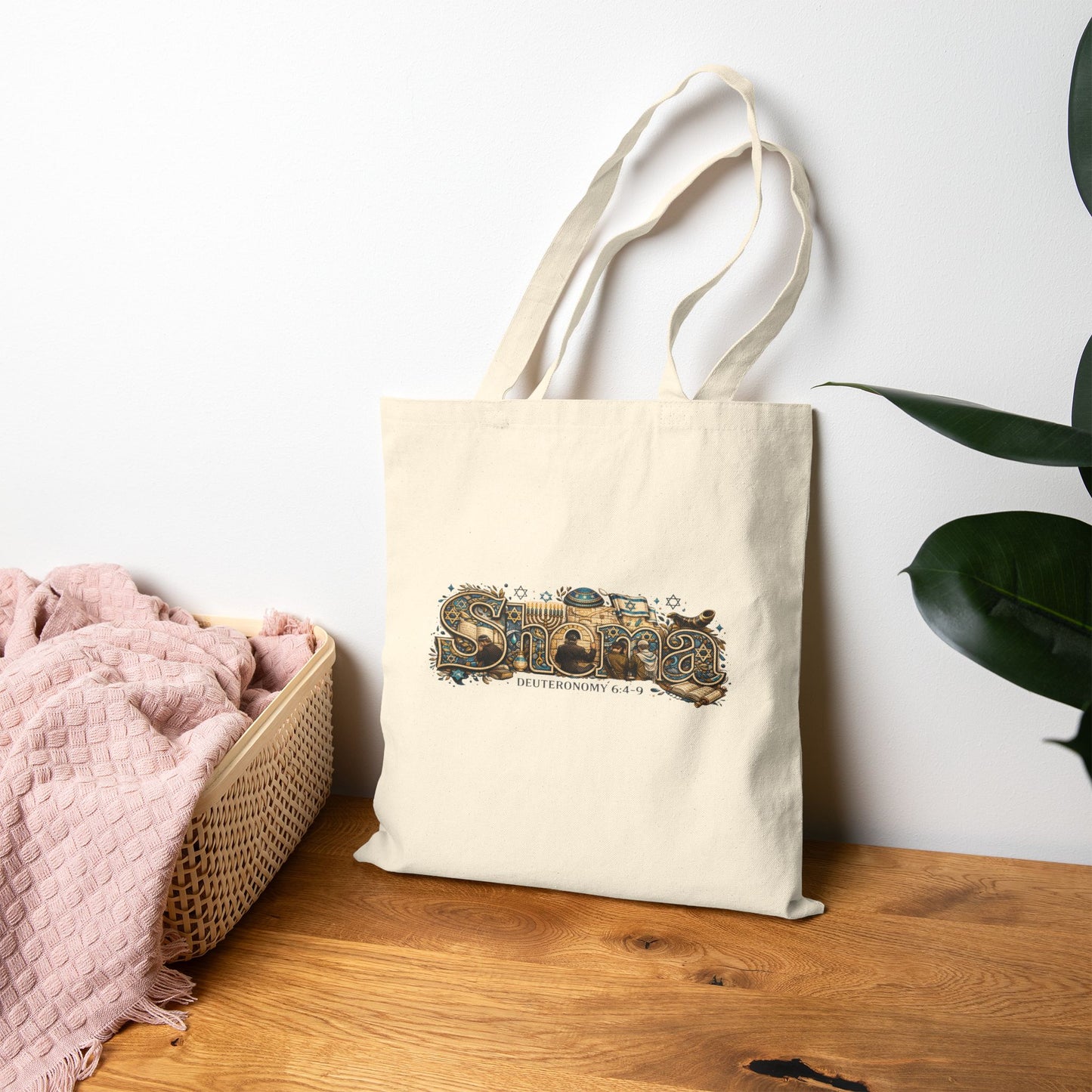 Shema (Deuteronomy 6:4-9) Canvas Tote Bag — 'Coexist' & 'Trinity Drip' Peaceful Faith Symbols Reusable Grocery Tote