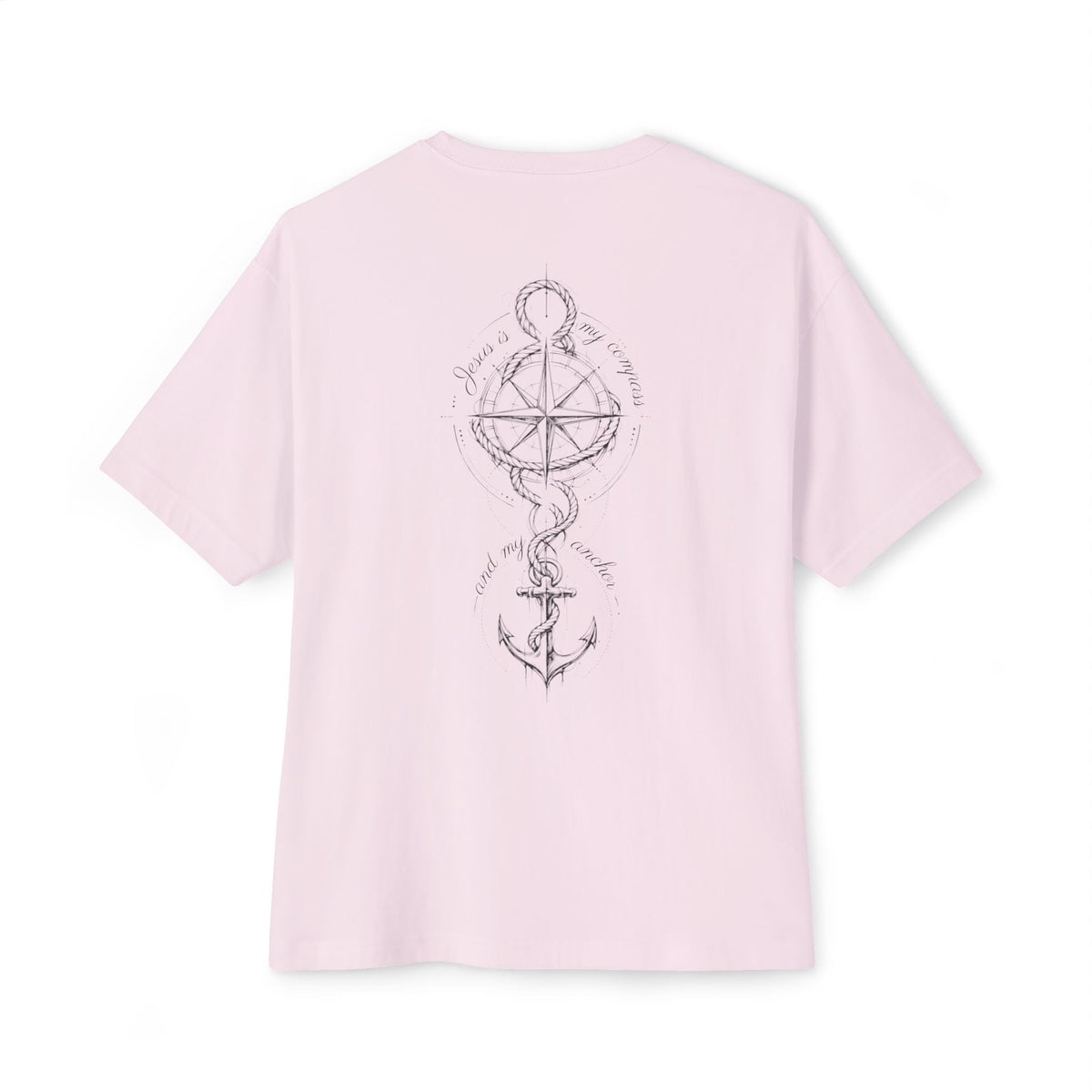 Jesus Is My Compass And My Anchor Oversized Boxy T-Shirt – Faith-Inspired Graphic Streetwear