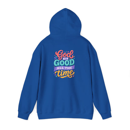 God is Good all the Time Hoodie — Colorful Back Print Religious Graphic Hoodie
