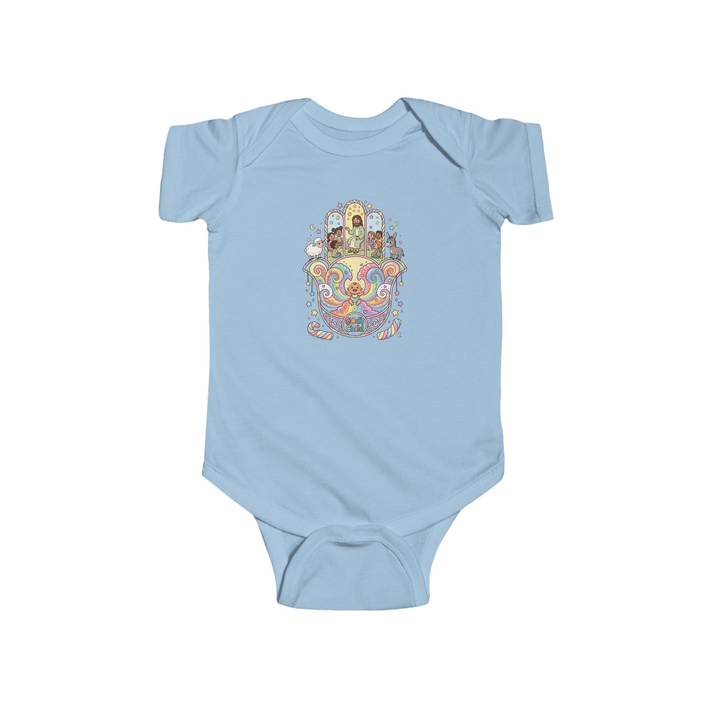 God's Child Candy Theme Hamsa Hand Baby Bodysuit — Infant Organic-Feel Onesie