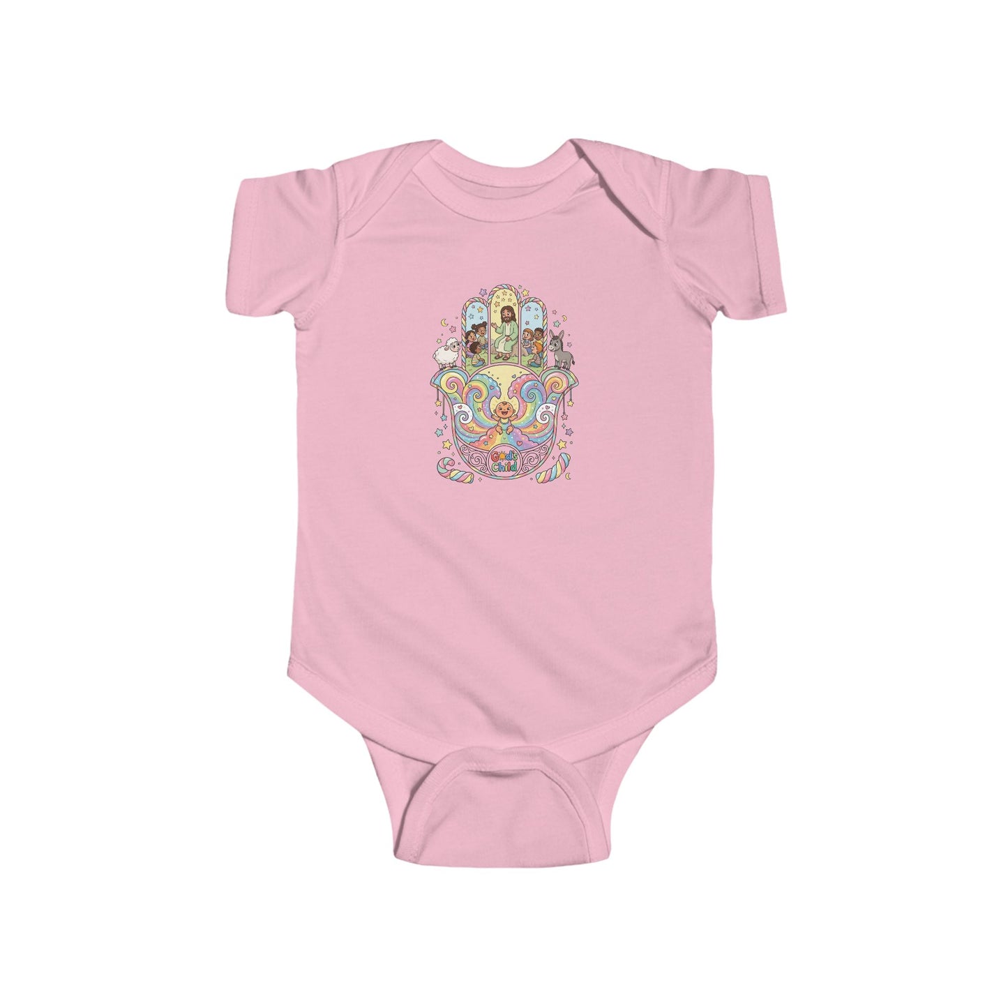 God's Child Candy Theme Hamsa Hand Baby Bodysuit — Infant Organic-Feel Onesie