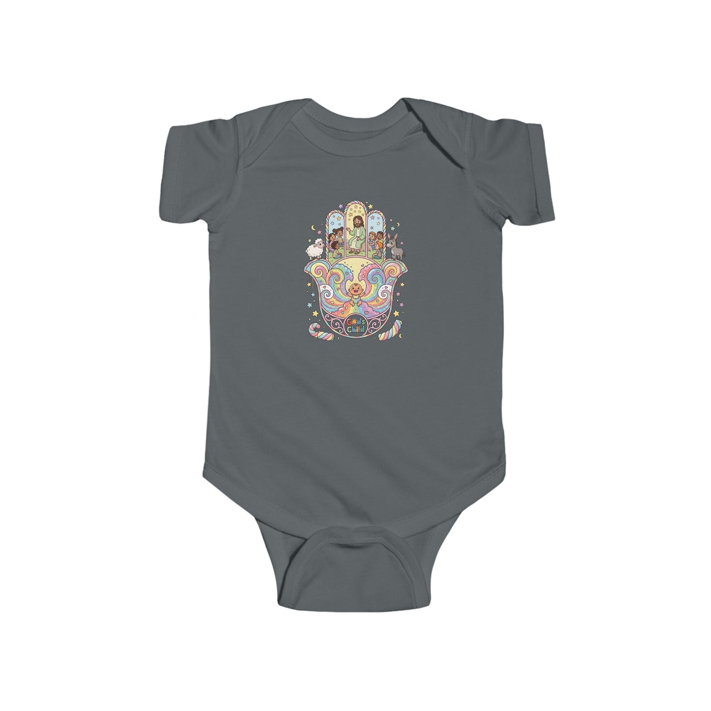 God's Child Candy Theme Hamsa Hand Baby Bodysuit — Infant Organic-Feel Onesie