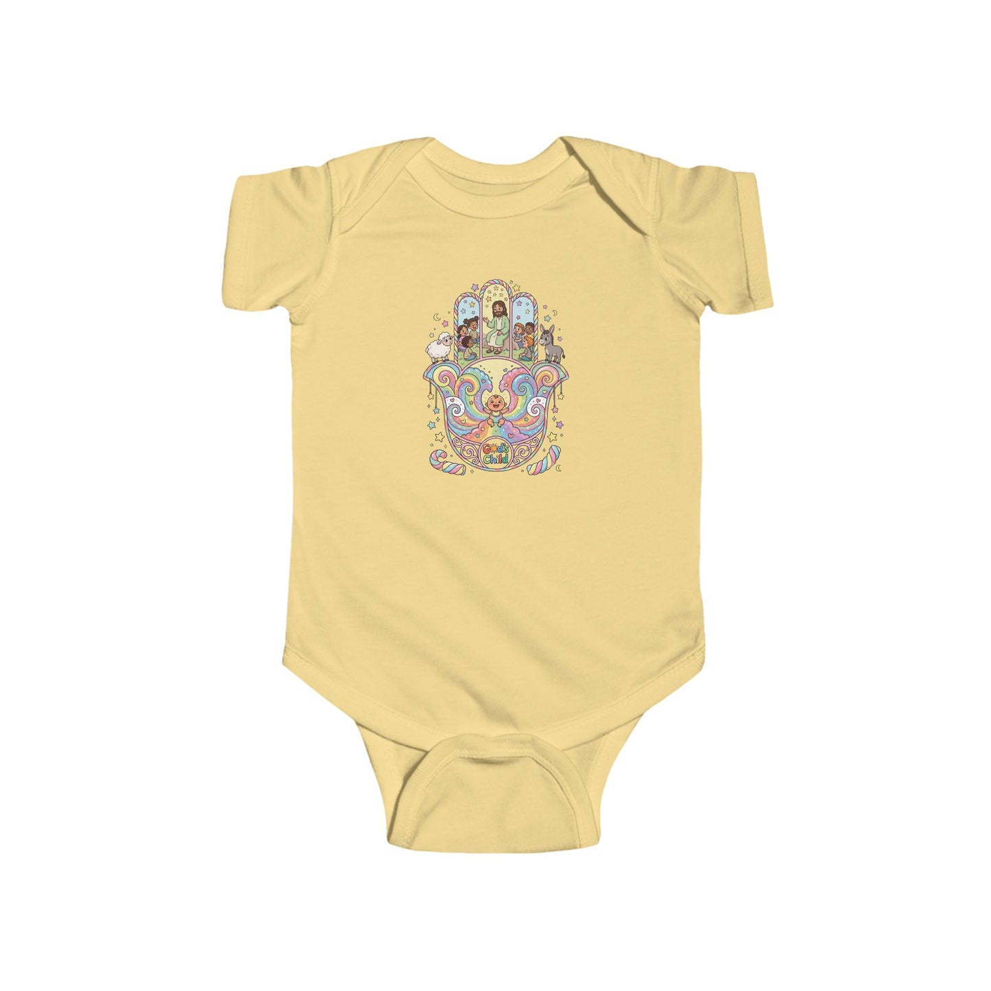 God's Child Candy Theme Hamsa Hand Baby Bodysuit — Infant Organic-Feel Onesie