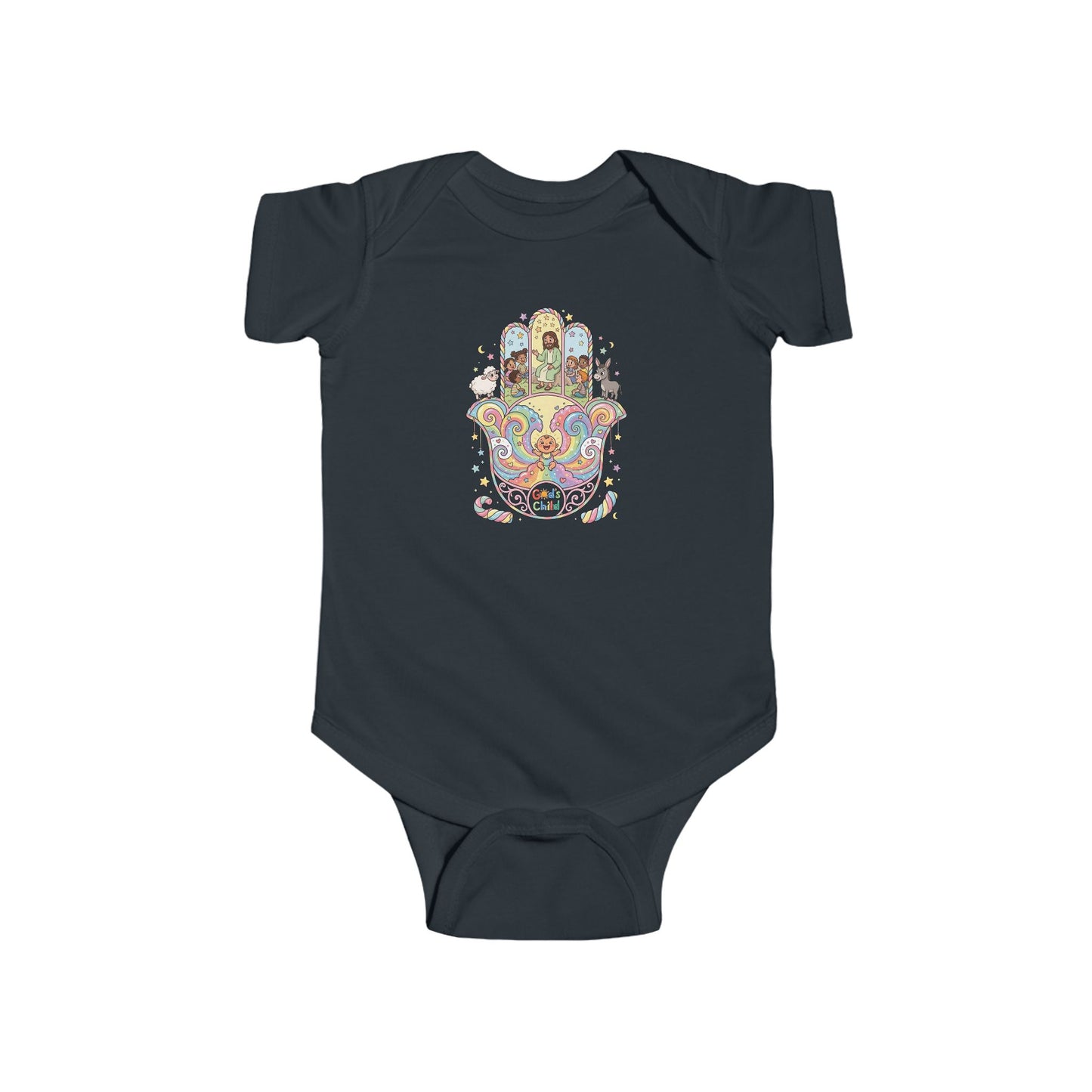 God's Child Candy Theme Hamsa Hand Baby Bodysuit — Infant Organic-Feel Onesie