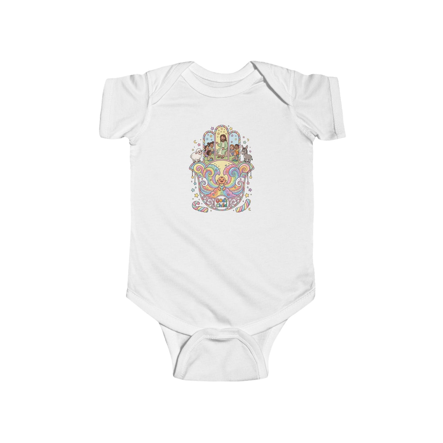 God's Child Candy Theme Hamsa Hand Baby Bodysuit — Infant Organic-Feel Onesie