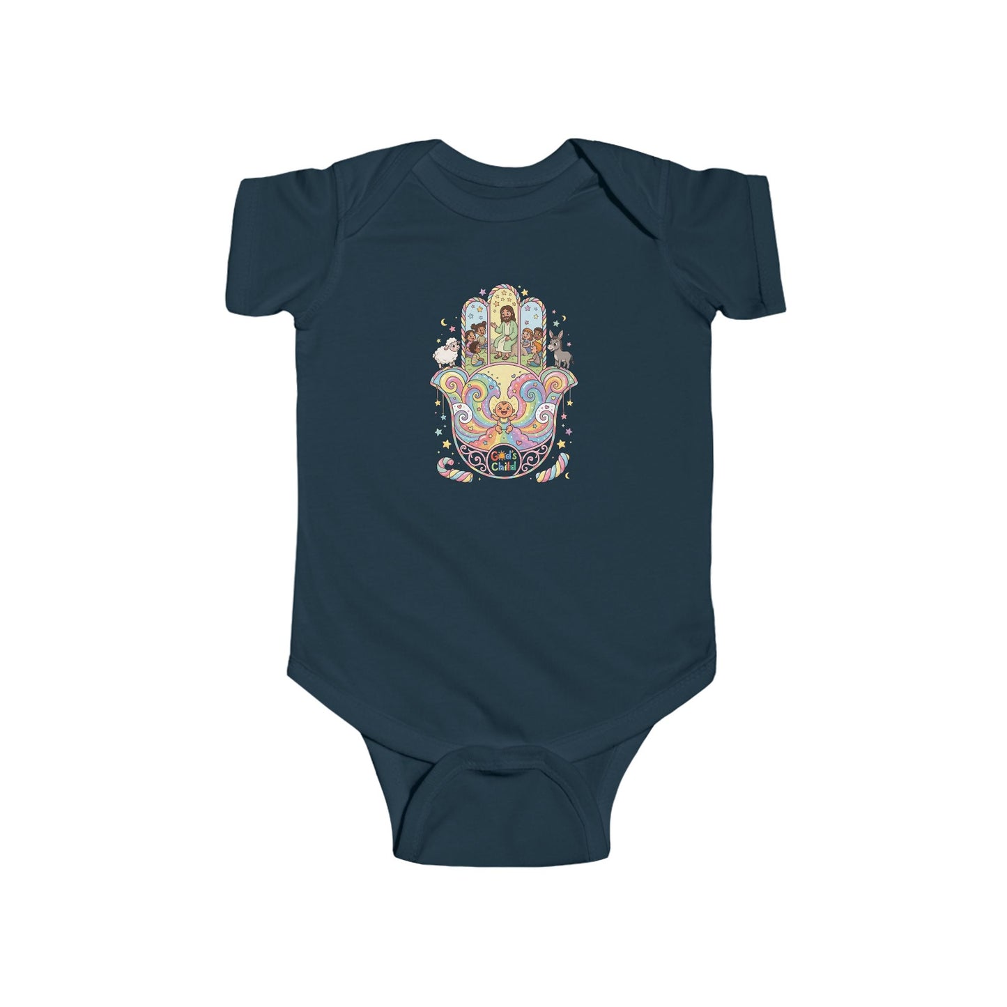 God's Child Candy Theme Hamsa Hand Baby Bodysuit — Infant Organic-Feel Onesie