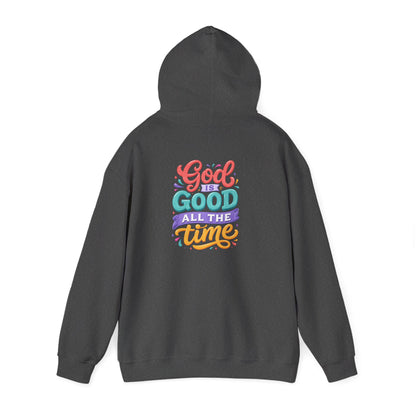 God is Good all the Time Hoodie — Colorful Back Print Religious Graphic Hoodie